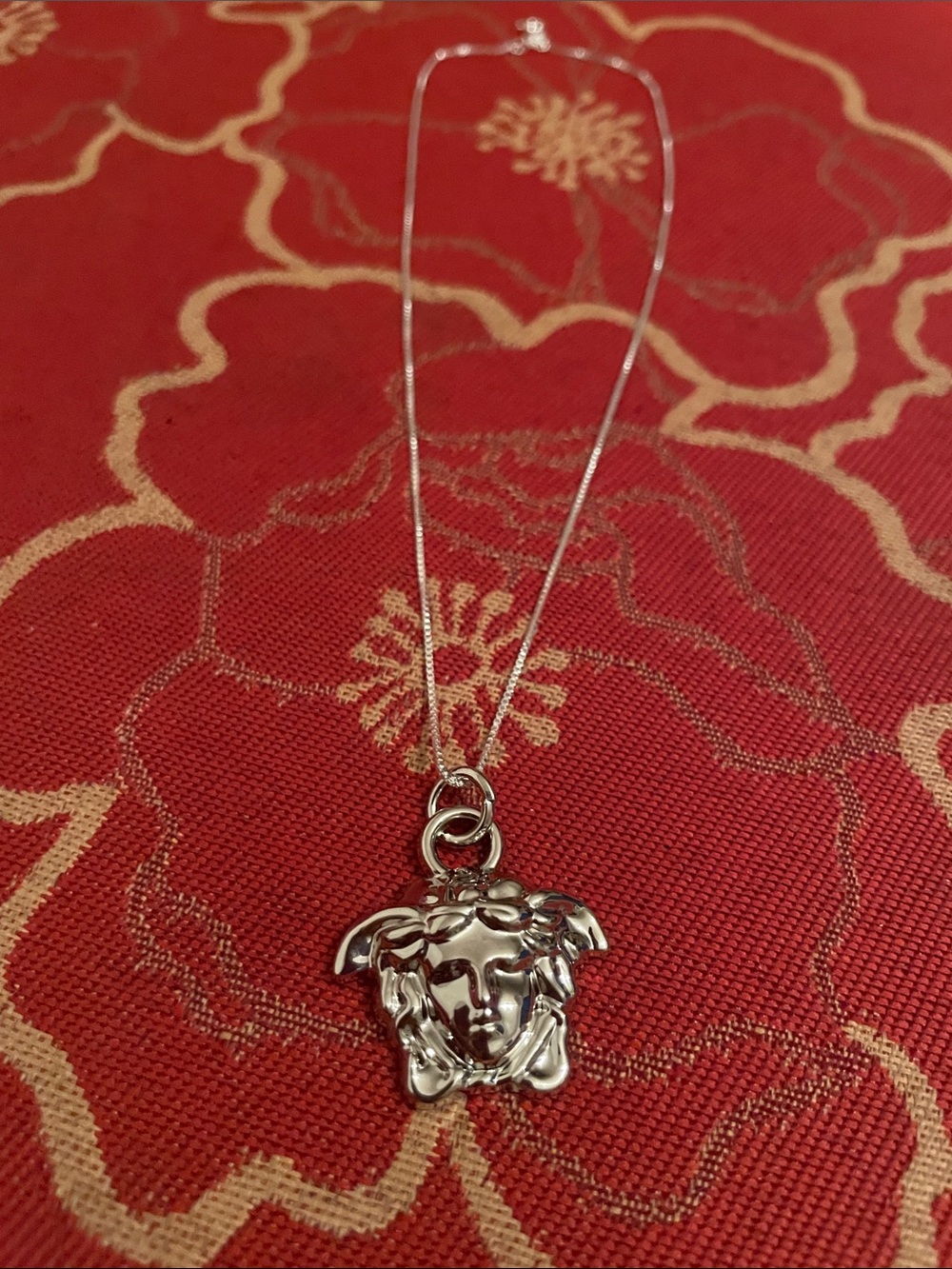 Upcycled Medusa zipper pull on sterling silver unbranded chain